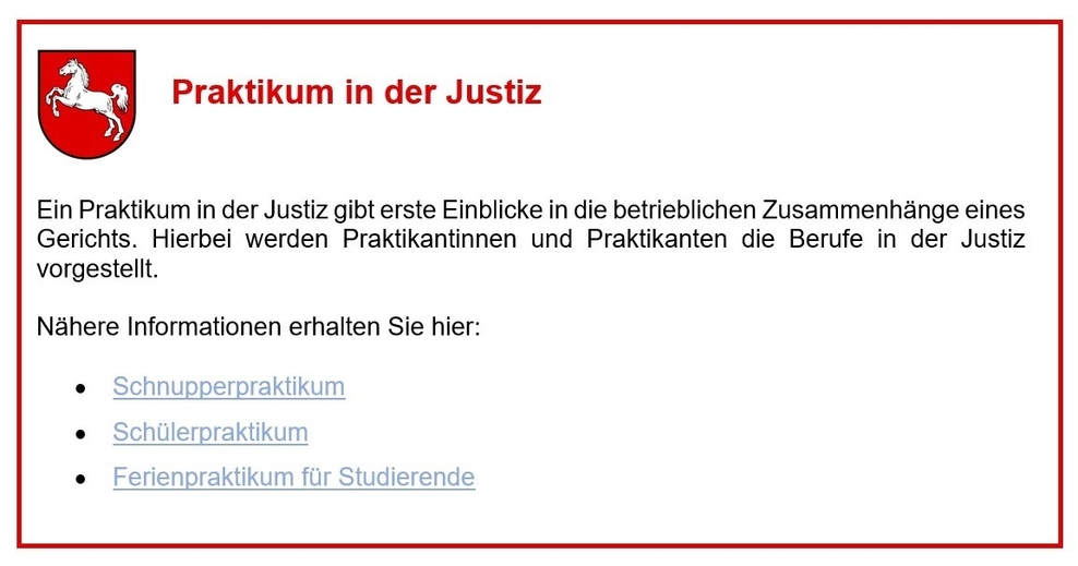 Praktikum in der Justiz