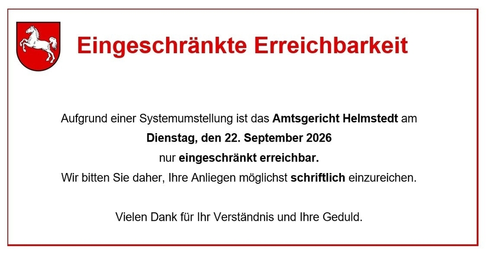 Eingeschränkte Erreichbarkeit